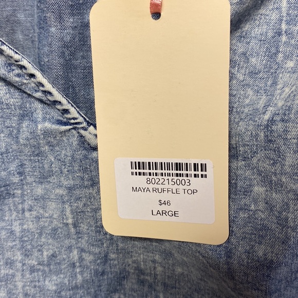 NWT ruffle Cap Sleeve Denim Crop top - Picture 3 of 4